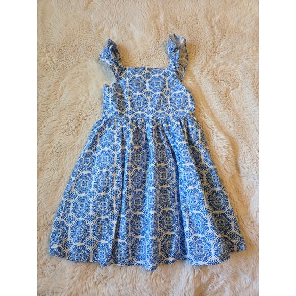 Paisley Lane Blue and White Ruffled Sleeveless Dress size 7 - Picture 1 of 7